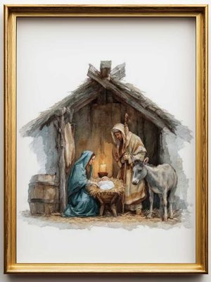 Pan Jezus w stajence I Nowoczesny plakat na Boże Narodzenie