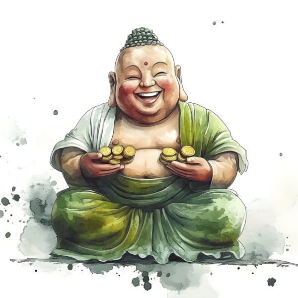 Gruby śmiejący się Budda plakat