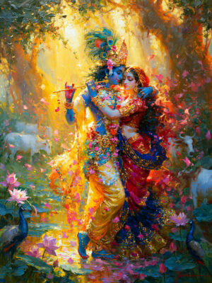Bóg Kriszna i Radha plakat hinduski