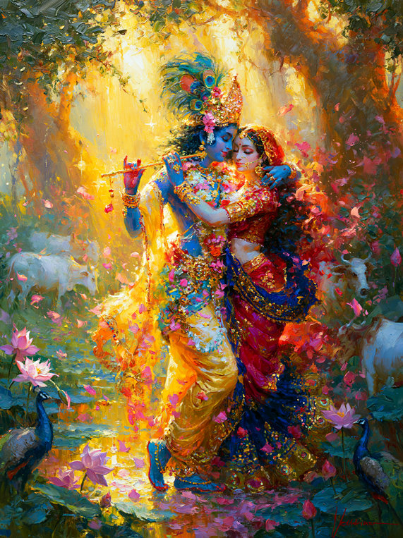 Bóg Kriszna i Radha plakat hinduski