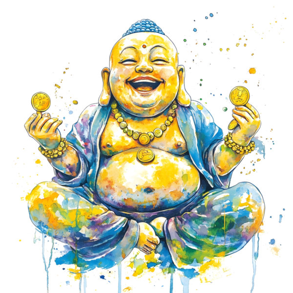 Gruby śmiejący się Budda plakat