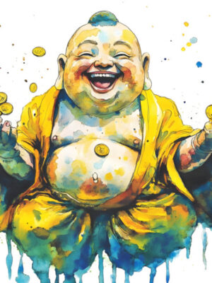 Gruby śmiejący się Budda plakat