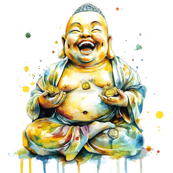Gruby śmiejący się Budda plakat